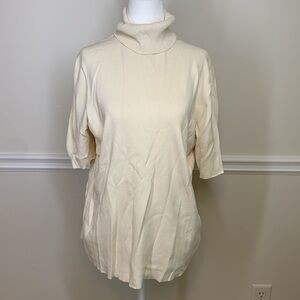 ANNE KLEIN Turtleneck Short Sleeve Cream Sweater/Blouse XL